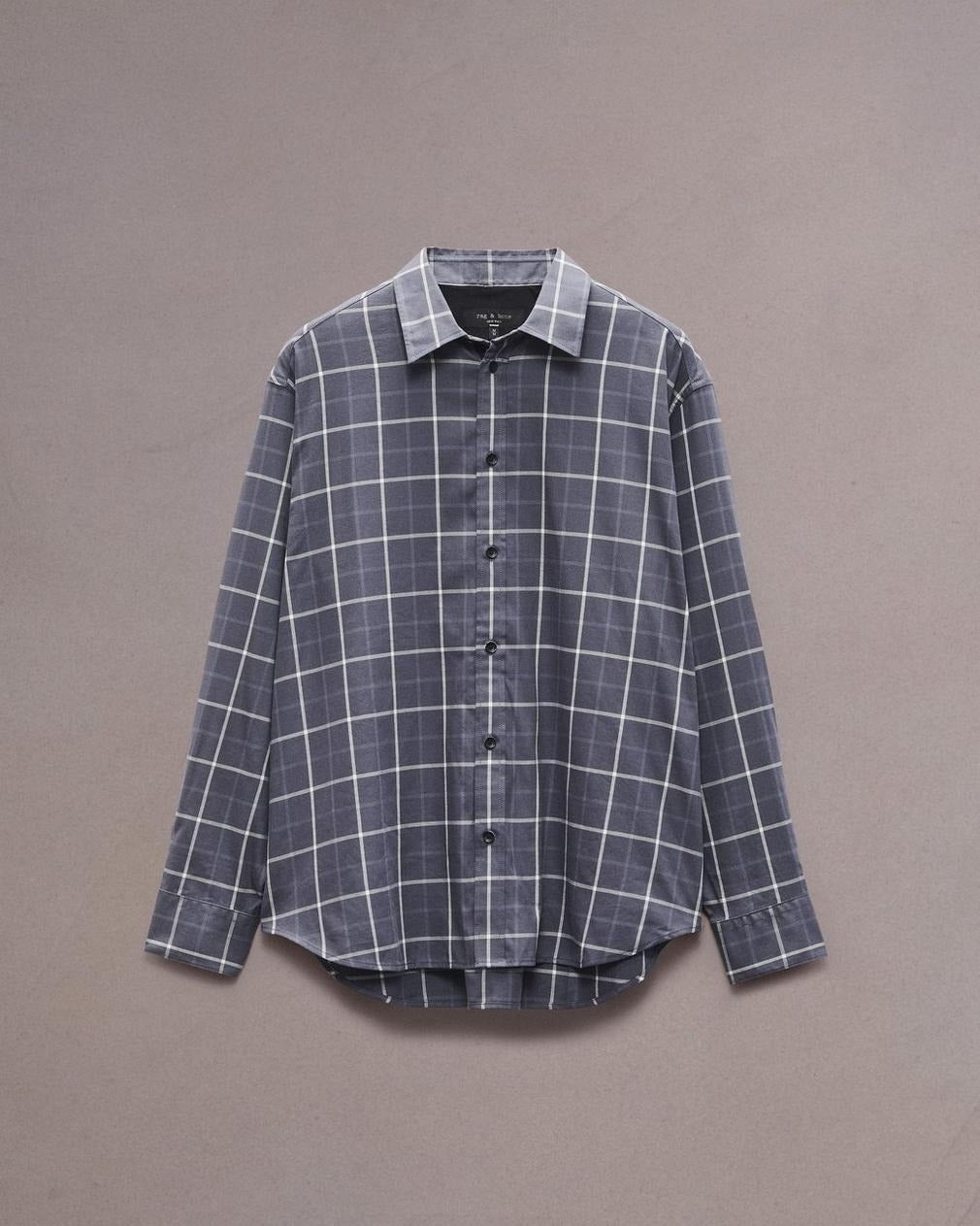 Rag & Bone Mens Long Sleeve Button-Up Shirt XL Grey Check