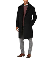 London Fog Men Signature Wool-Blend Overcoat Coat 42 R Black