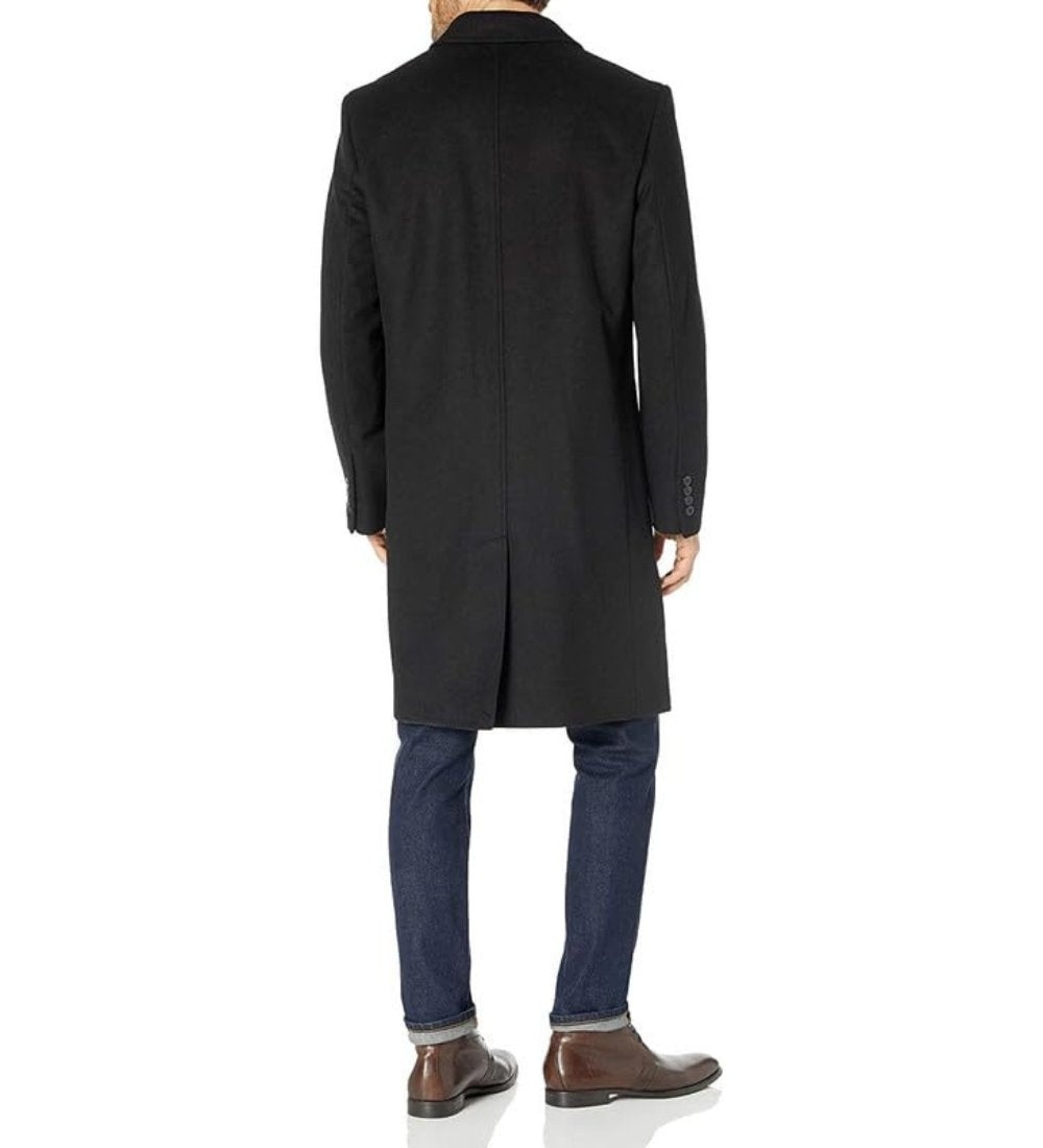 London Fog Men Signature Wool-Blend Overcoat Coat 48 R  Black