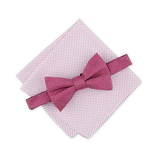 Alfani Men's Minetta Solid Bow Tie & Textured Pocket Square Set Mauve