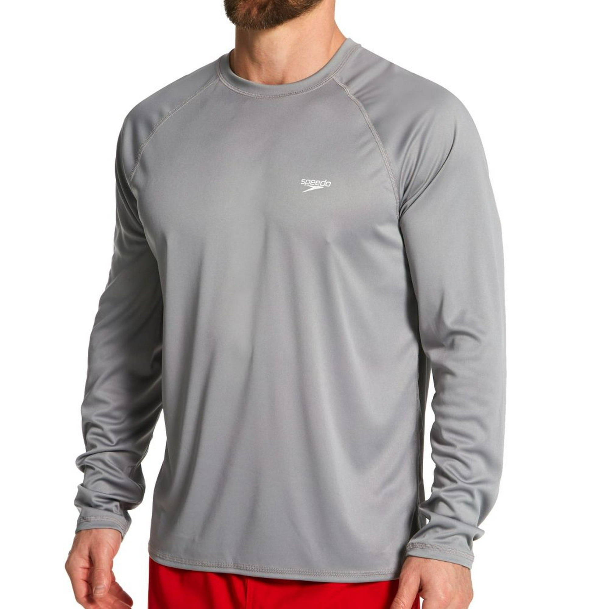 Men's Speedo Easy Regular Fit Long Sleeve Swim Shirt Medium Monument Grey