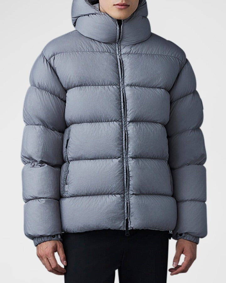 Mackage Adelmo-Lc Nylon Quilted Hooded Down Jacket Size 42 / Large Grey