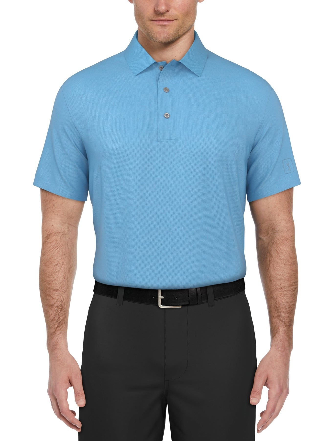 PGA TOUR Mens Regular fit Short Sleeve Polo Shirt Small Blue Solid Stretch