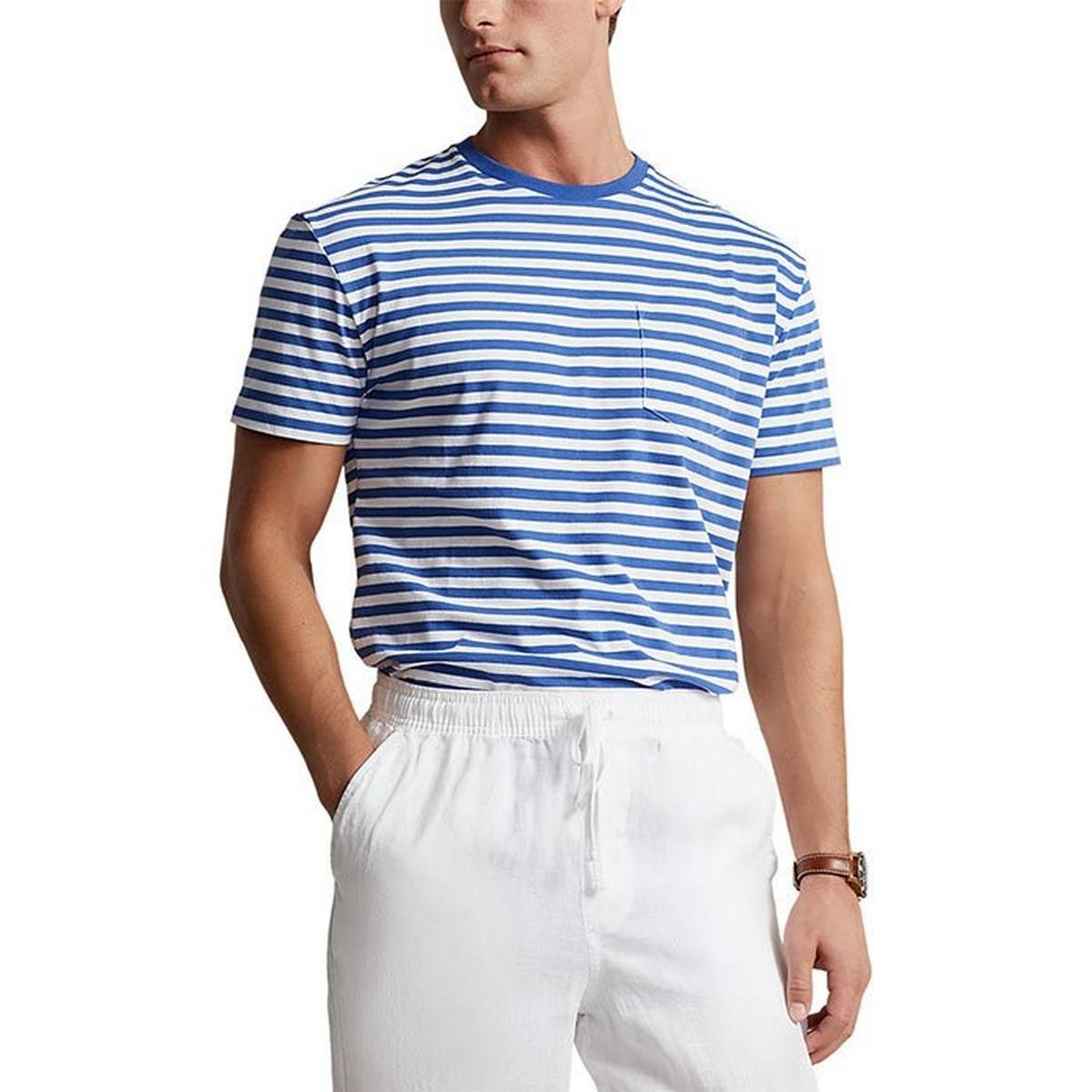 Polo Ralph Lauren Men's Classic Fit Striped Jersey T Shirt Large Blue White