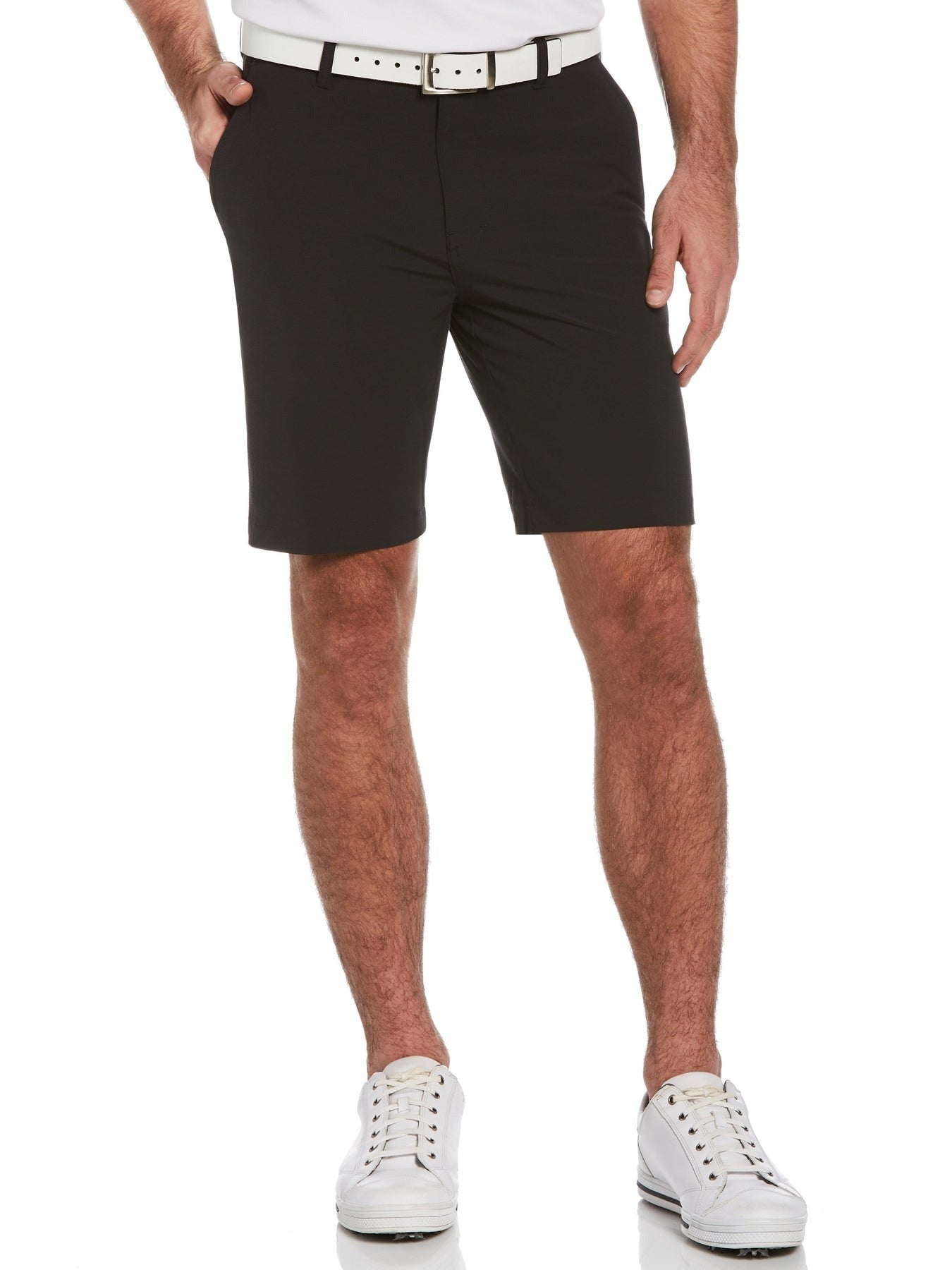 Pga Tour Men's Heathered Two-Tone Performance Shorts Size 44 Caviar Black