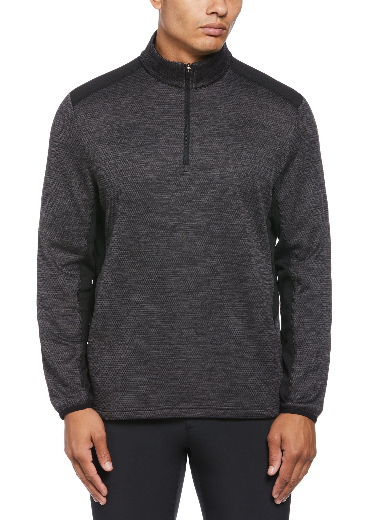 PGA TOUR Mens Texture Quarter Zip Pullover Golf Jacket Large Dark Grey