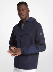 Michael Kors Men Regular fit Windbreaker Coat Medium Blue Solid