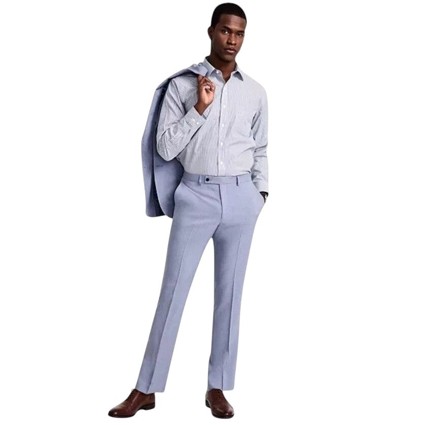 Dkny Mens Modern fit Dress Suit Pants 39 / 32 Light Blue Solid Stretch