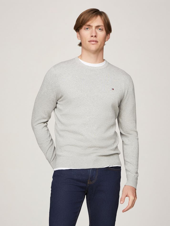 Tommy Hilfiger Mens Big Tall Amherst Crewneck Sweater Light Grey 3XL
