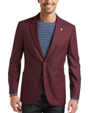 Nautica Mens Modern fit Linen Sport Coat Blazer 44 R Burgundy  Red Solid