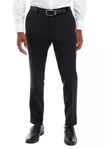 Hugo Boss Mens Genius Slim Fit Wool Suit Dress Pants 34 Black Wool