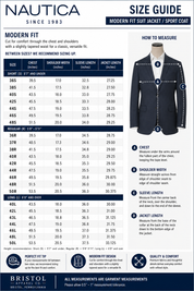Nautica Mens Modern Fit Suit Jacket 38 Regular Black Striped NAF4454GAFF