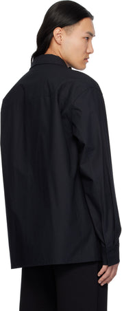 Jil Sander Mens Navy Embroidered-Logo Shirt Jacket EU 46 US 36 Navy Blue