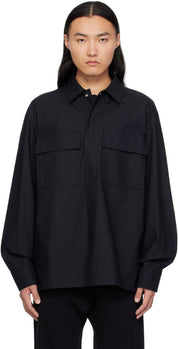 Jil Sander Mens Navy Embroidered-Logo Shirt Jacket EU 46 US 36 Navy Blue