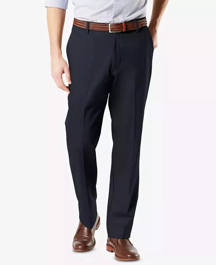 Dockers Mens Regular fit Casual Khaki Pants 38 / 32 Blue Solid Stretch