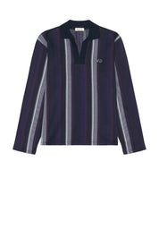 Nicholas Daley Mens Long Sleeve Striped Polo Sweater Small Navy Blue