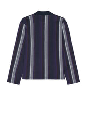 Nicholas Daley Mens Long Sleeve Striped Polo Sweater Small Navy Blue