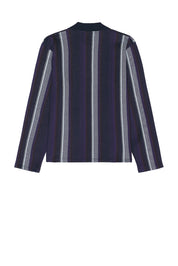 Nicholas Daley Mens Long Sleeve Striped Polo Sweater Large Navy Blue