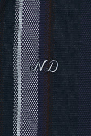 Nicholas Daley Mens Long Sleeve Striped Polo Sweater Large Navy Blue