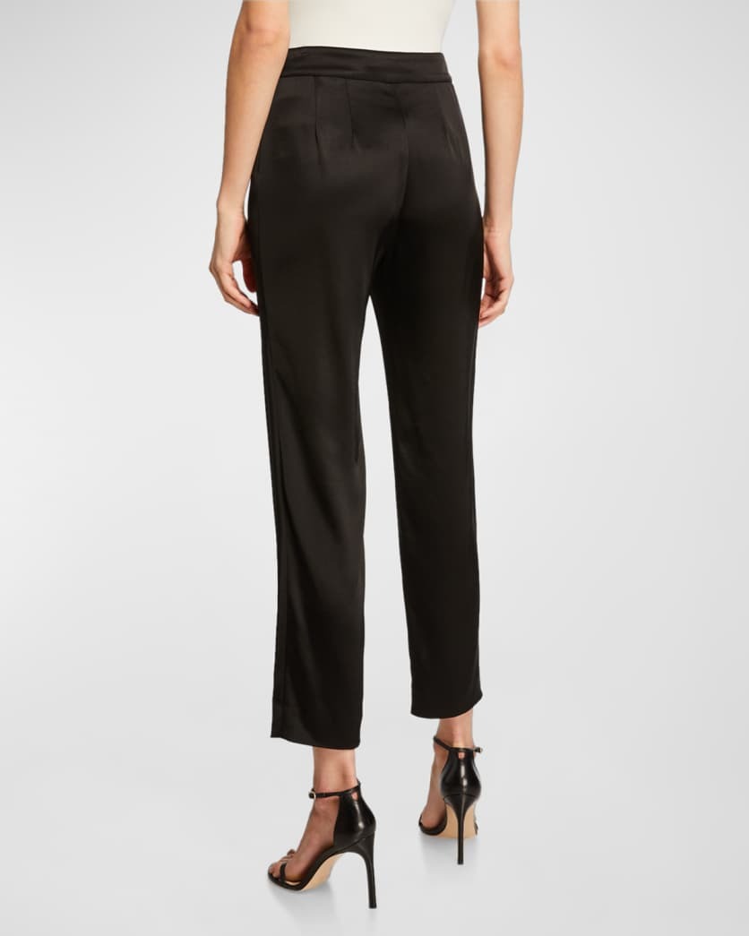 St. John Womens Liquid Satin Side Zip Cropped Pants Size 0 Black