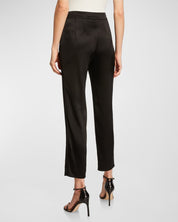 St. John Womens Liquid Satin Side Zip Cropped Pants Size 0 Black