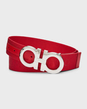Ferragamo Mens Regular fit Double Gancini Webbed Belt 40 Red