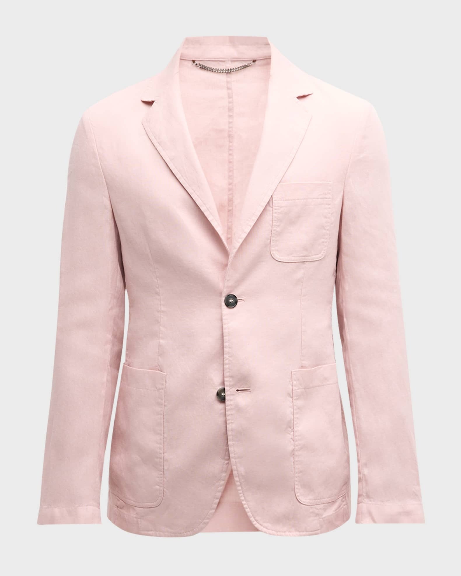 Canali Men's Linen Two-Button Blazer Sport Coat EU56 US 46R Pink