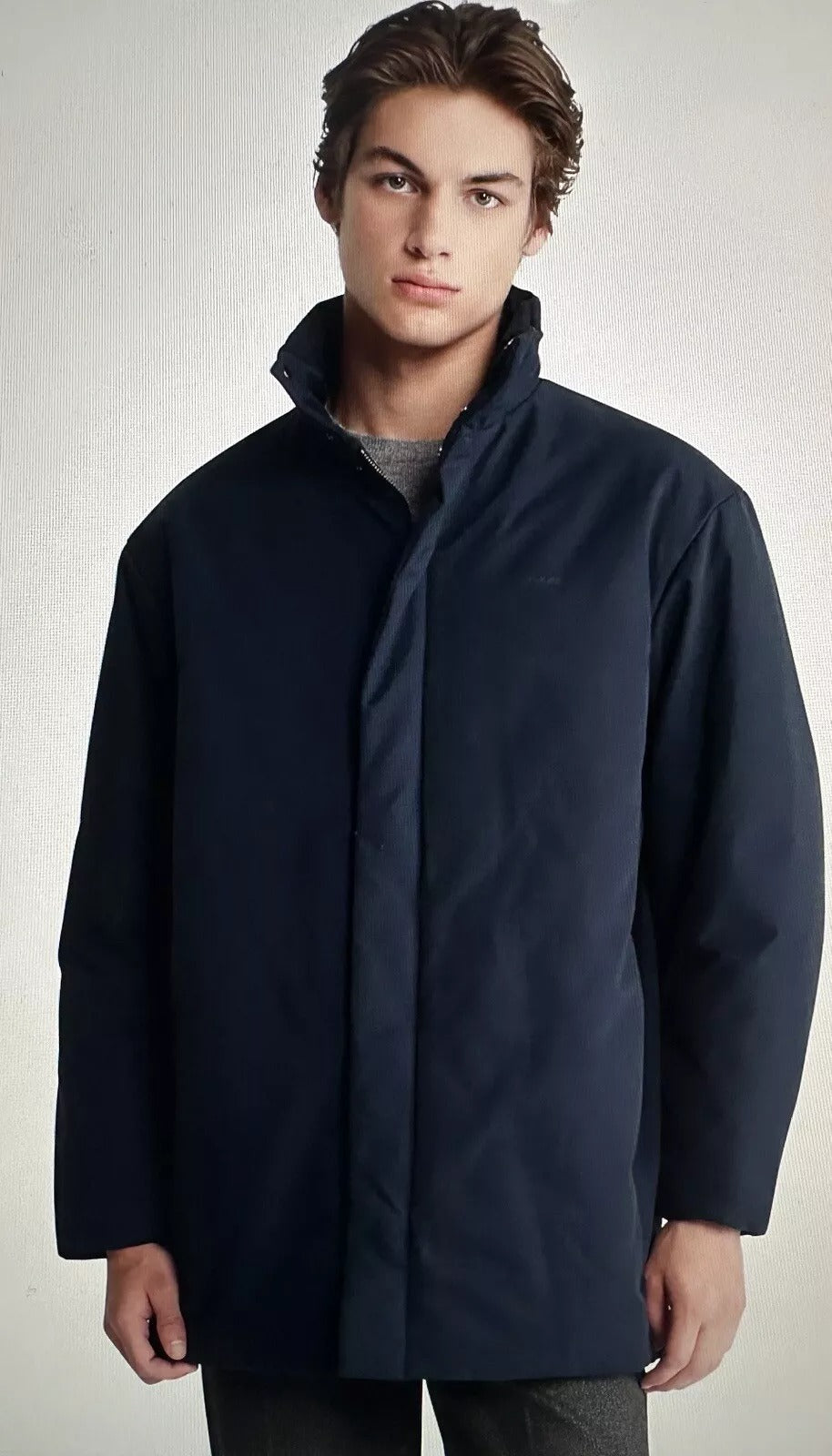 Calvin Klein Mens Cotton Nylon Parka Coat Jacket Navy Blue Medium