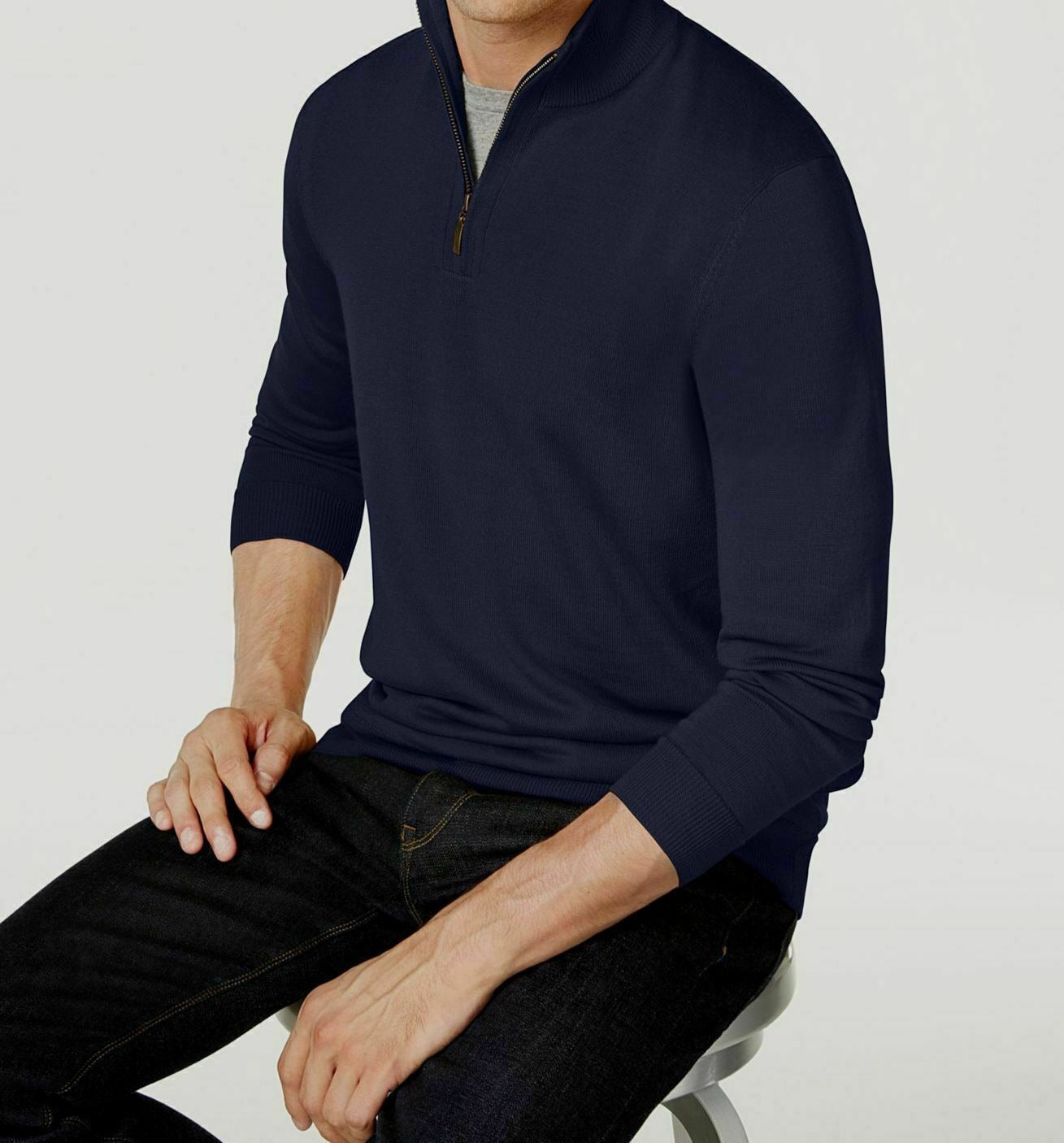 Club Room Men's Merino Wool Sweater Navy Blue Medium