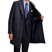 B by Brooks Brothers Men's Plaid Double-Face Wool Coat Overcoat 46 L Grey Plaid