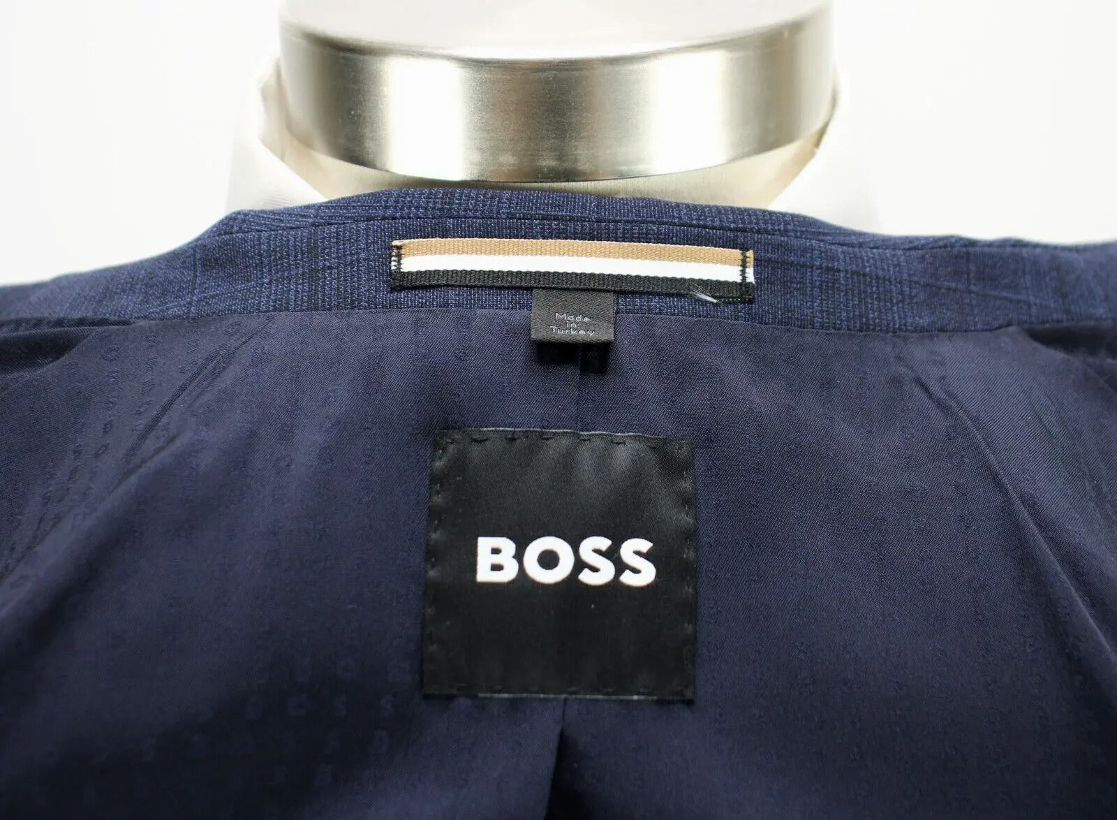 Hugo Boss Mens H-huge Plaid Slim Fit Suit Jacket 40R Navy Blue