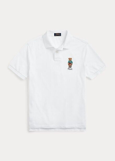 POLO RALPH LAUREN Men's Custom Slim Fit White Polo Shirt XXL Bear Logo
