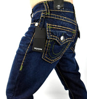 True Religion Men's Flap Ricky Super T Straight Denim Jeans Size 38 Blue