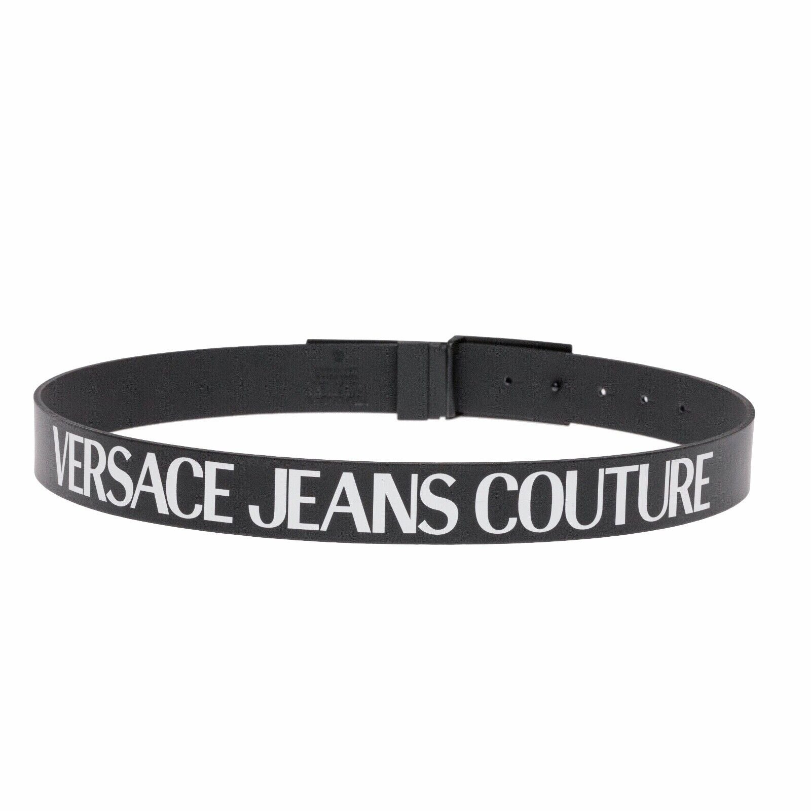 Versace Jeans Couture Logo Belt Black White Size EU 90 / US 34
