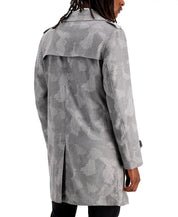 INC INTERNATIONAL CONCEPTS Men's Classic-Fit Houndstooth Plaid Trench Coat Black Grey Combo Large