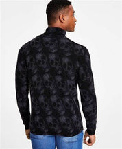 INC International Concepts Mens Turtleneck Cashmere Sweater Skull Black Large