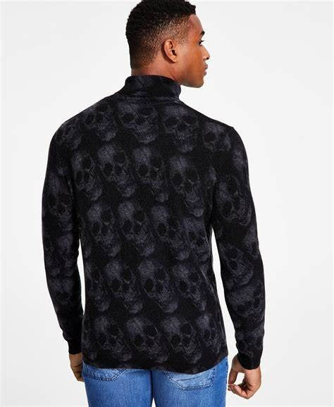 INC International Concepts Men's Billie Skull Deep Black Turtleneck Sweater XS
