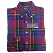 Polo Ralph Lauren Men's Classic Fit Plaid Oxford Button Shirt XL Purple Green