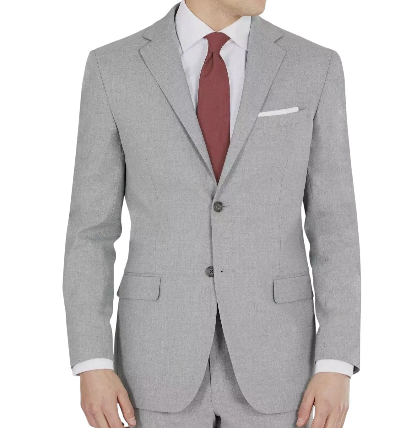 Dkny Mens Modern fit Suit Jacket Blazer 38 S Light Grey Solid Stretch
