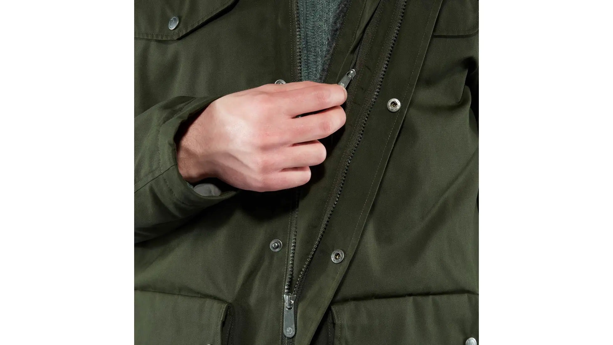 Fjallraven Mens Greenland Coat Water Resistant Jacket Green Grey Small