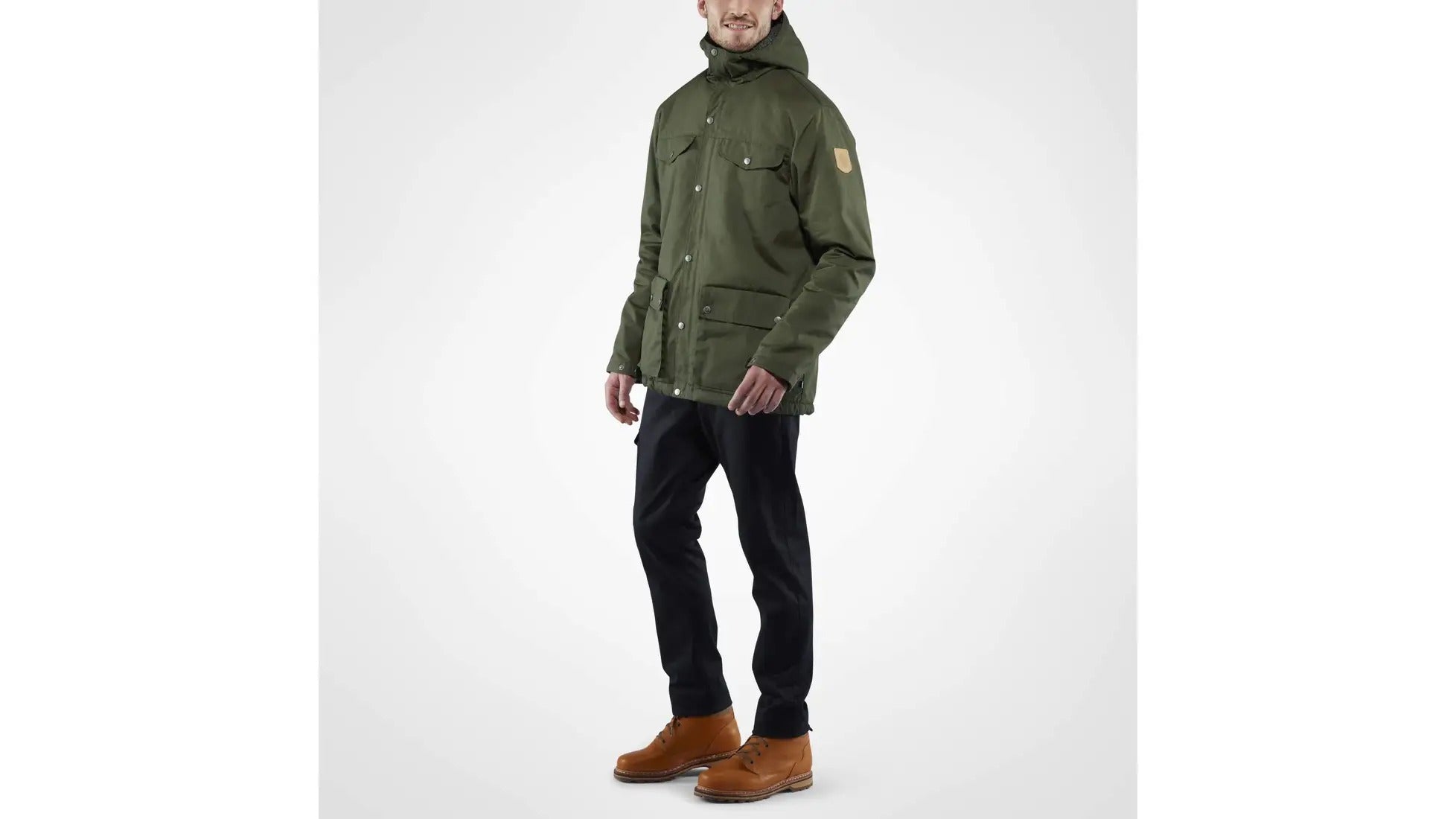 Fjallraven Mens Greenland Coat Water Resistant Jacket Green Grey Small