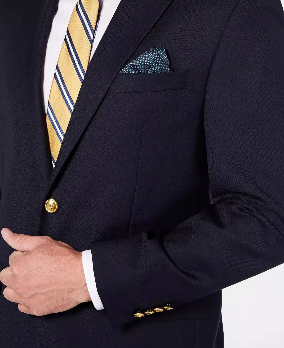 Lauren Ralph Lauren Mens Classic Fit Sport Coat Blazer Navy Blue 46L
