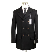 Michael Kors Mens Classic fit Double Breasted Peacoat Coat 36 S Black Solid Wool