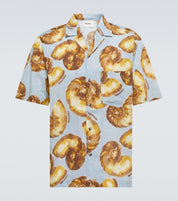 Nanushka Mens Regular fit Short Sleeve Button-Up Shirt Medium Blue Seashell