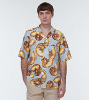 Nanushka Mens Regular fit Short Sleeve Button-Up Shirt Medium Blue Seashell