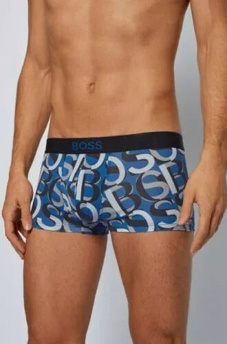 Hugo Boss Mens Boxer Brief Trunks Blue Size Medium