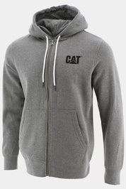 Caterpillar Mens Foundation Logo-Print Full Zip Hoodie Sweatshirt Grey Large