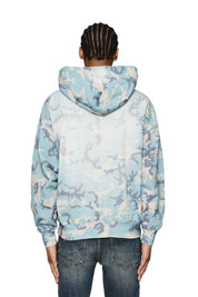 Purple Brand Mens Oversized fit Long Sleeve Hoodie Sweatshirt Small Blue Camo