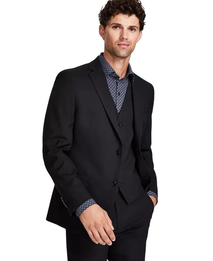 Alfani Mens Slim fit Suit Jacket Blazer 40 L Black Solid Stretch