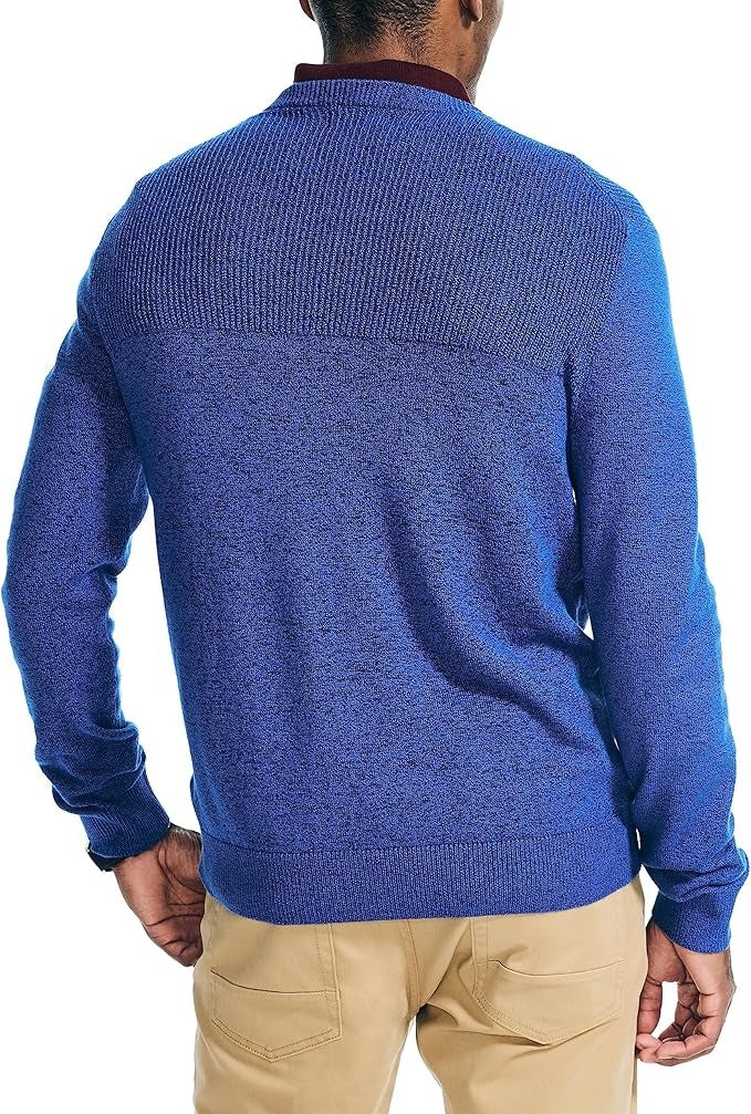 Nautica Mens Textured Knit Crewneck Sweater Bright Cobalt Blue XL